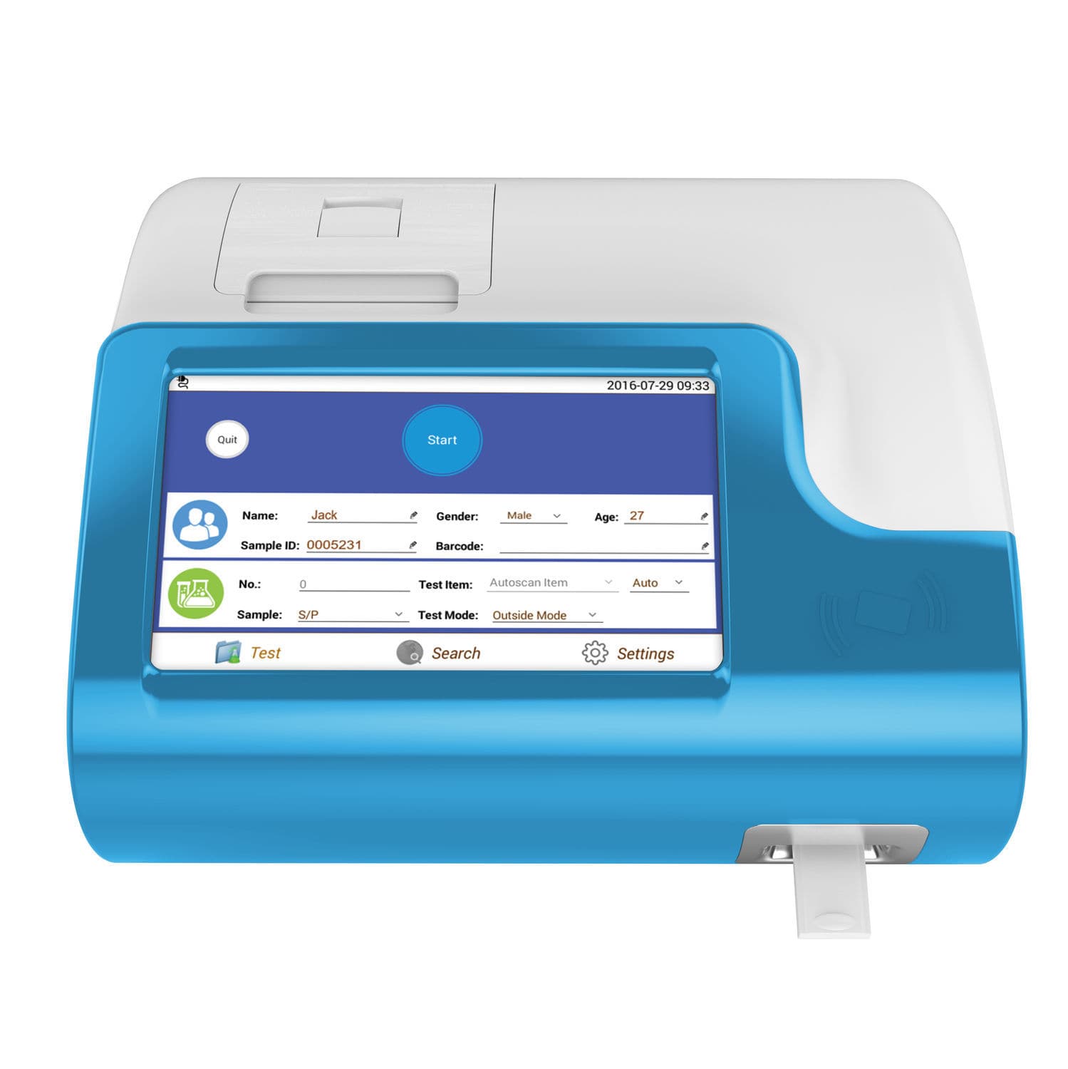 Getein1100 Immunofluorescence Quantitative Analyzer is an advanced on-site diagnostic analyzer, intended to deliver accurate testing results in minutes just from 3-4 drops of human specimens. Thanks to its simple design and small footprint, Getein1100 becomes an ideal system for emergency department, intensive care unit, or anywhere treatment and research needed at the point of care.